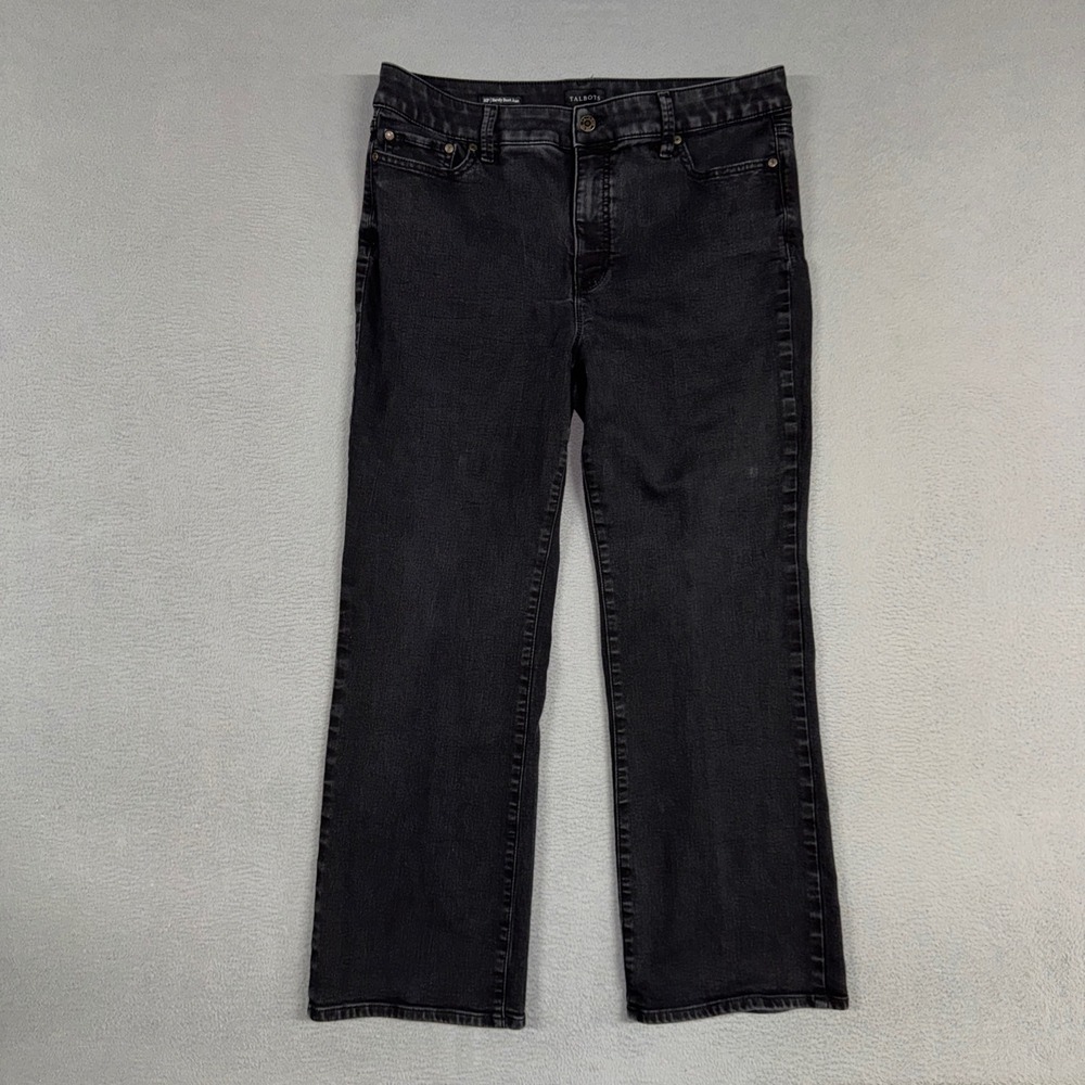 Talbots Jeans Womens 16P Black Barely Boot Stretch Mid Rise Denim Cotton Blend